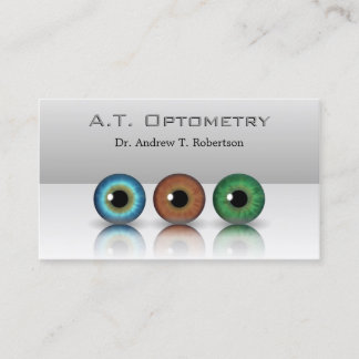 Grey Professional Optometrist Eyeballs Optometry Business Card