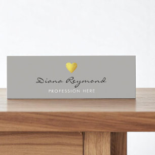 grey professional profile card with gold heart