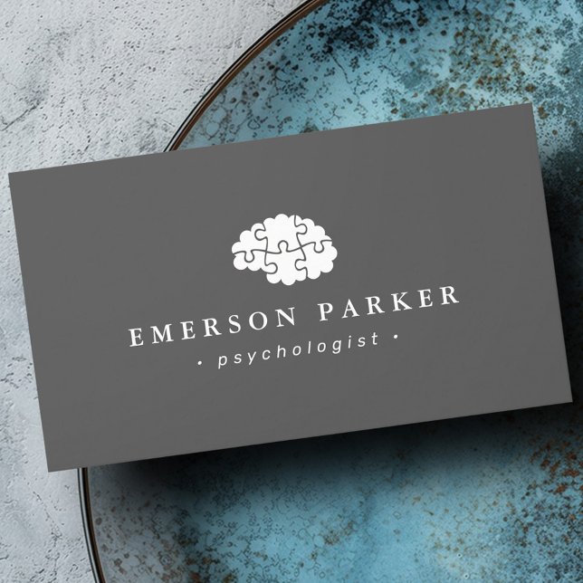 Grey psychologist psychiatrist counsellor modern business card (Gray psychologist psychiatrist counselor modern business card)