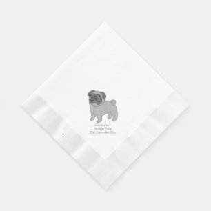 Grey Pug Dog Design Napkin