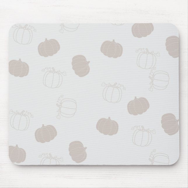 Grey Pumpkin Autumn Fall Season Pattern Mouse Pad (Front)