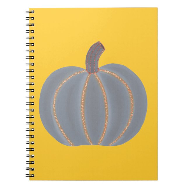 Grey Pumpkin Orange Lights Halloween Notebook (Front)