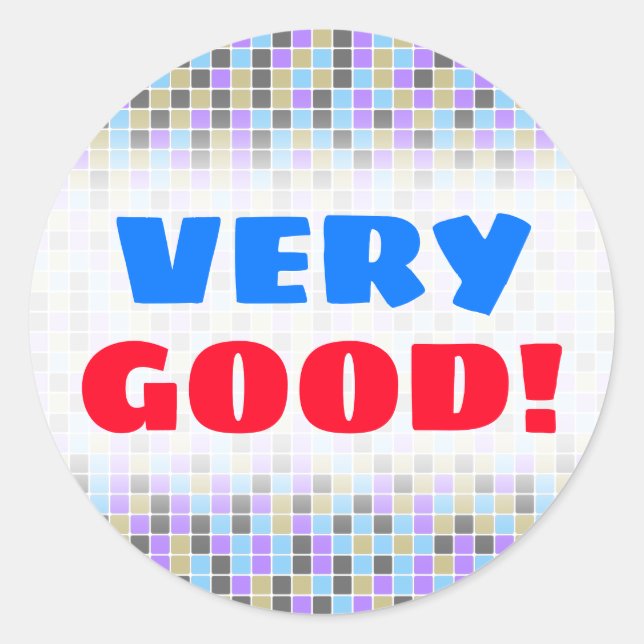 Grey, Purple, Beige, Blue Squares/Tiles Pattern Classic Round Sticker (Front)