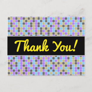 Grey, Purple, Beige, Blue Squares/Tiles Pattern Postcard