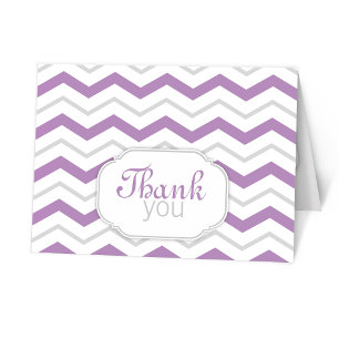 Grey & Purple Chevron Modern Thank You Cards