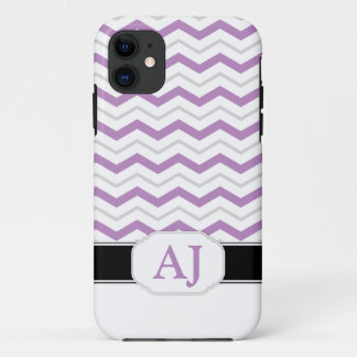 Grey & Purple Chevron Monogram iPhone 5 Case