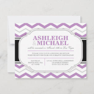 Grey & Purple Chevron Wedding Reception ONLY Invitation
