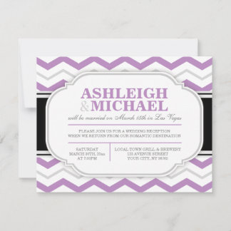 Grey & Purple Chevron Wedding Reception ONLY Invitation