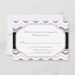 Grey & Purple Chevron Wedding Reception RSVP Cards