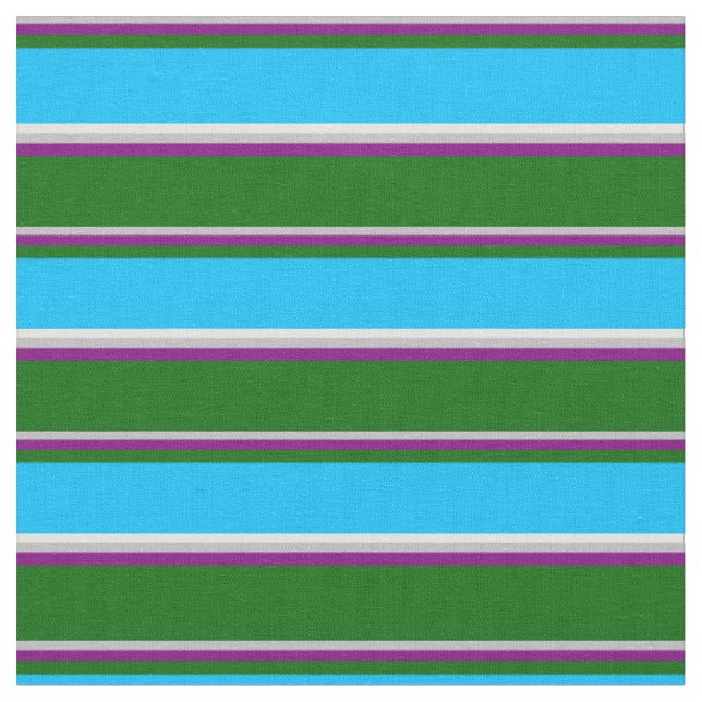 Grey, Purple, Green, Deep Sky Blue & Light Cyan Fabric (Close Up)