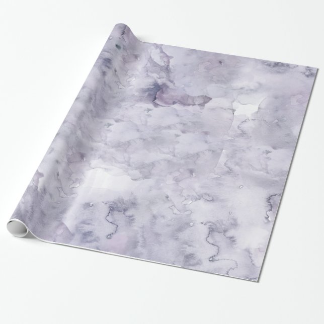 Grey Purple Misty Background Watercolor Wrapping Paper (Unrolled)