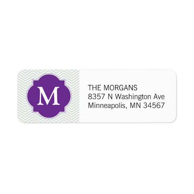 Grey & Purple Modern Chevron Custom Monogram (Front)