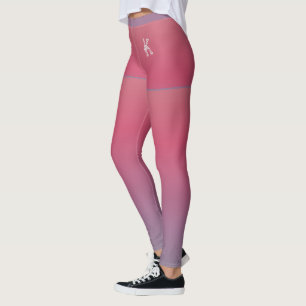 Grey Purple Pink gradient, Shorts, Custom Monogram Leggings