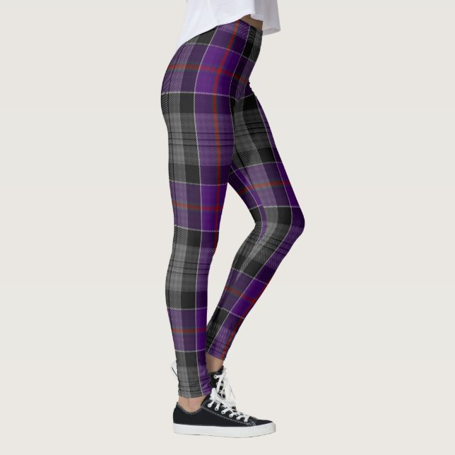 Grey Purple Scottish Tartan Women's Leggings Grey (Right)