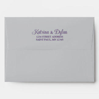 Grey, Purple Wedding Invitation Envelope