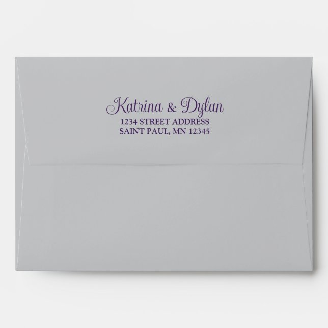 Grey, Purple Wedding Invitation Envelope (Back (Top Flap))