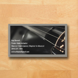 Grey Qr Code Black Violin Violinist Business Card