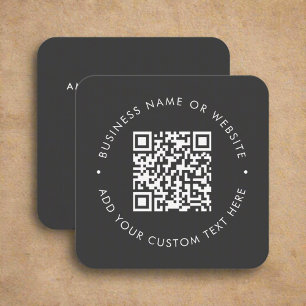Grey QR Code l Professional Clean simple Square Business Card