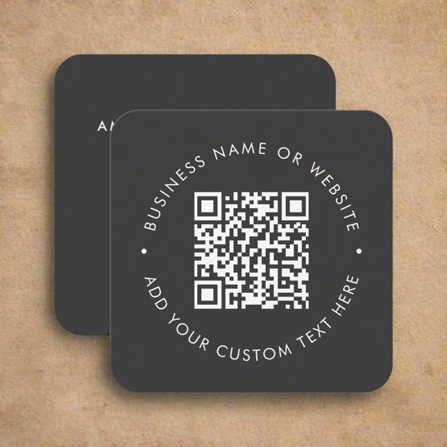Grey QR Code l Professional Clean simple  Square Business Card (Creator Uploaded)