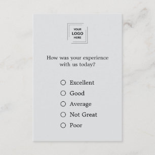 Grey QR Customer Feedback Survey Insert Card