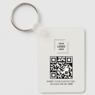 Grey QR Logo Contact Share Professional Design Key Ring