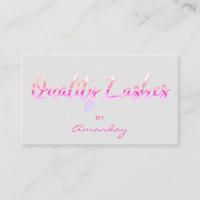 Grey Quality Lashes Extension Script QR Code Logo  Business Card (Front)