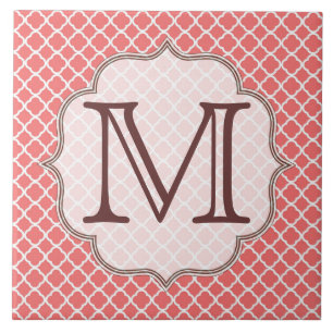 Grey Quarterfoil Latti Monogram Display Tile