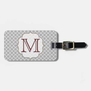 Grey Quarterfoil Latti Monogram Luggage Tag