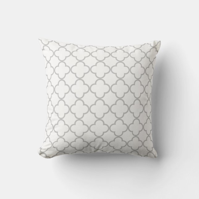 Grey Quatrefoil Pattern Cushion (Front)