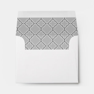 Grey Quatrefoil Pattern Lined Envelope