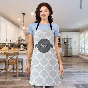 Grey Quatrefoil Personalised Apron