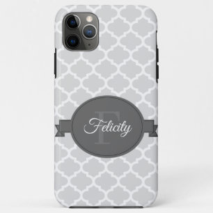 Grey Quatrefoil Personalised Case-Mate iPhone Case