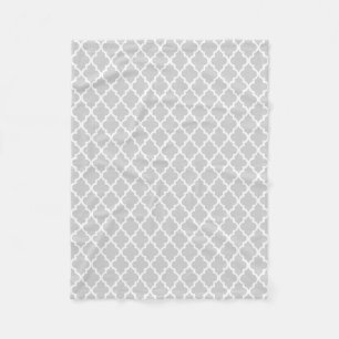 Grey Quatrefoil Tiles Pattern Fleece Blanket