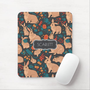 Grey Rabbit Mosaic Colourful Personalised Pattern Mouse Pad