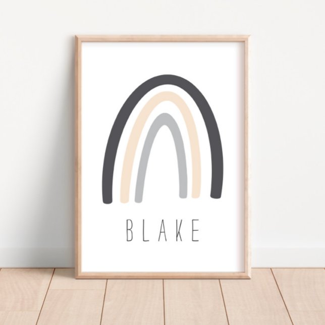 Grey Rainbow Name Nursery Decor Poster (Creator Uploaded)