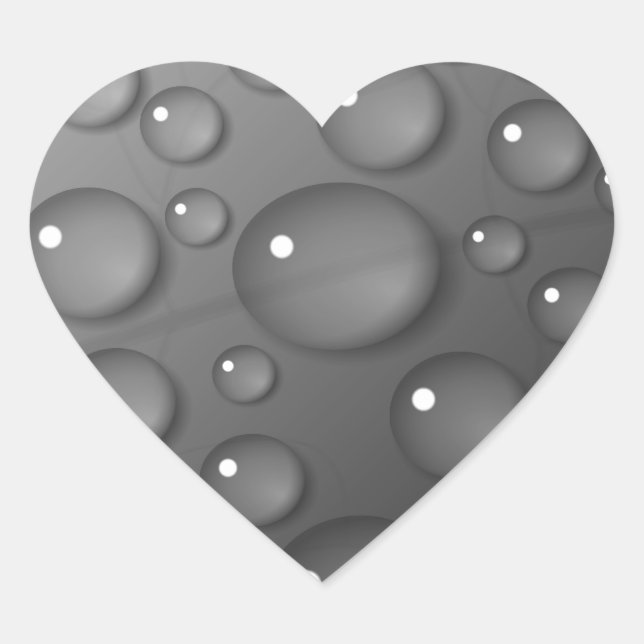 Grey Raindrop Background Heart Sticker (Front)