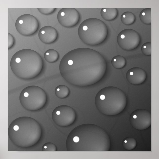 Grey Raindrop Background Poster (Front)