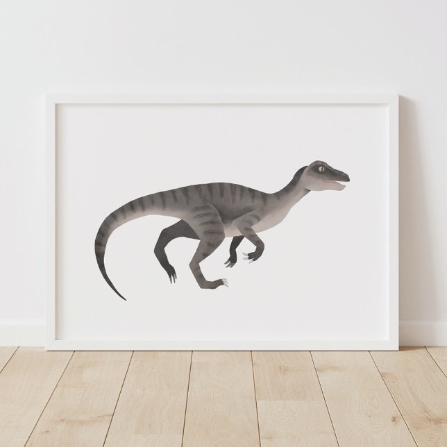 Grey Raptor Dinosaur Kids Room Poster (Creator Uploaded)