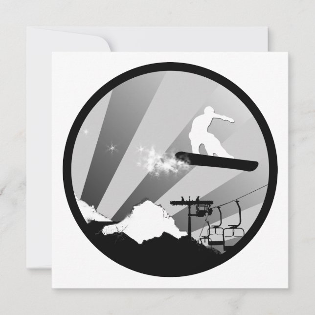 grey rays snowboarding invitation (Front)