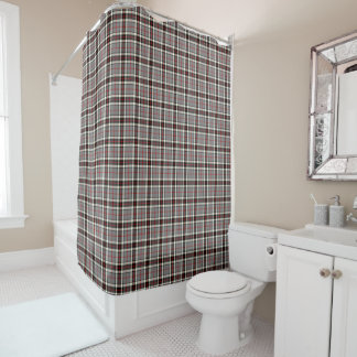 Grey, Red, and Black Plaid Clan Thompson Tartan Shower Curtain