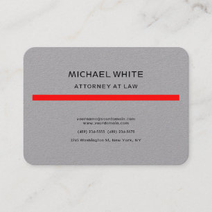 Grey Red Attorney at Law Minimalist Professional Business Card