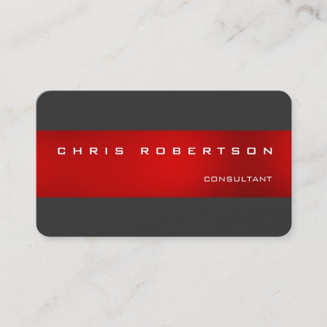 Grey Red Attractive Charming Business Card (Front)