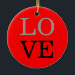Grey Red Background Love Wedding  Ceramic Tree Decoration<br><div class="desc">You can easily change the fonts and colours. You can also add your logo and the background image as you like.</div>