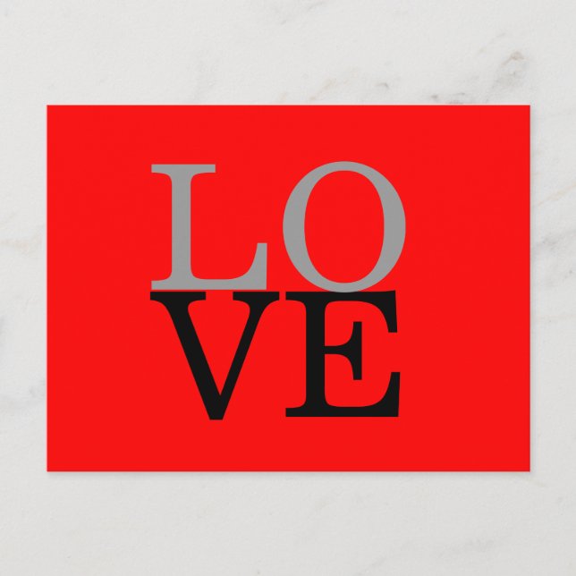 Grey Red Background Love Wedding Postcard (Front)