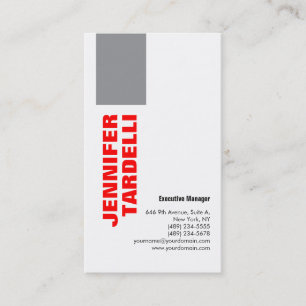 Grey Red Bold Minimalist Modern Professional Business Card