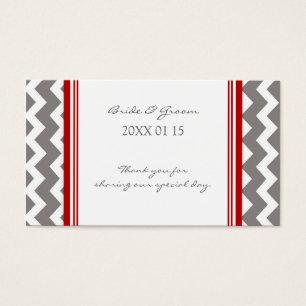 Grey Red Chevron Wedding Favour Tags