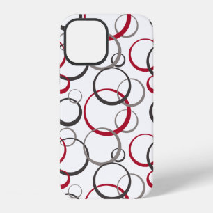 Grey Red Circles white iPhone 12 Case