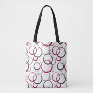 Grey Red Circles white Tote Bag