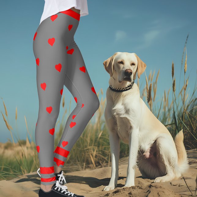 Grey Red Heart Gym Leggings (Creator Uploaded)