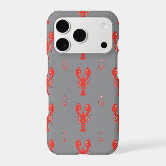 Grey & Red Lobster Coastal iPhone Case